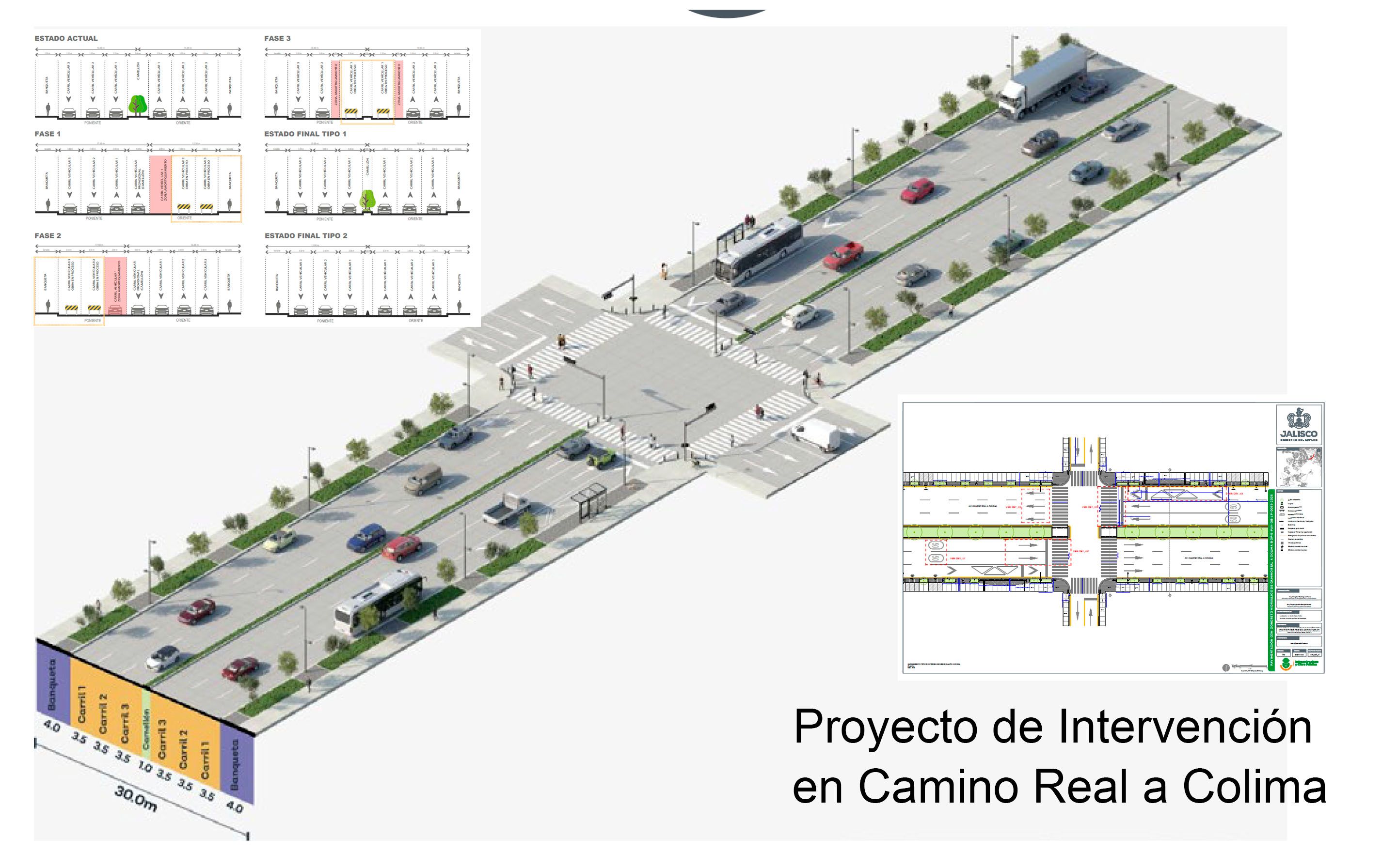 Plano de la proyección de Camino Real a Colima después de la rehabilitación.
